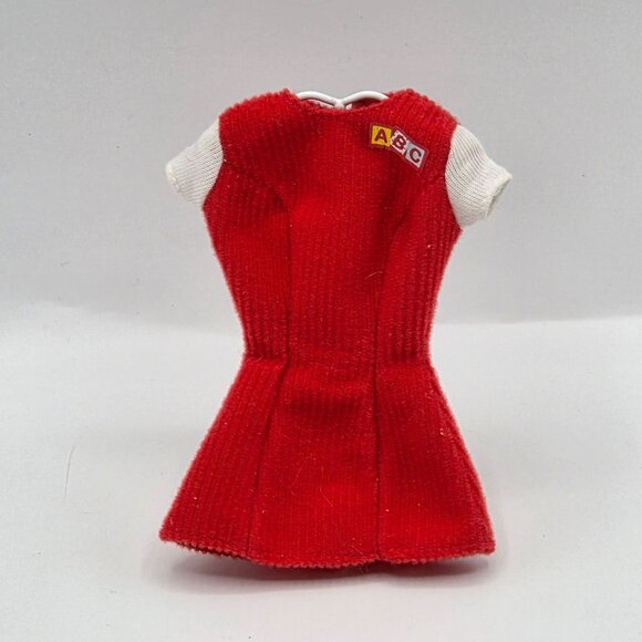 Barbie Genuine Red Corduroy Dress With ABC Patch For Schooltime Fun 1997 Collect - Picture 1 of 6